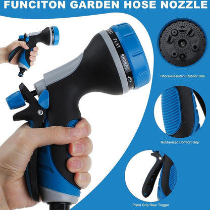 Garden Hose Nozzle with Adjustable 10 Watering Patterns, Water Hose Nozzle Sprayer with Slip Resistant,High Pressure Garden Hose Spray Nozzle for Plants & Lawns Watering,Car Washing and Pet Showering