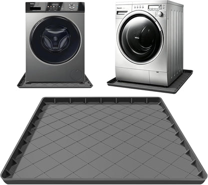 Washing Machine Drain Pan Silicone Mat, 32 x 30 Inch Non-Slip Waterproof Washing Machine Drip Tray, 1 Inch Raised Edge Mat for Floor Protection, Washer or Dryer Shock Mat