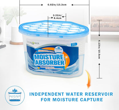 3-Pack Moisture Absorber, 9.8 oz (277g), Traps Moisture & Humidity, Portable Dehumidifier for Closets, Bathrooms, Toilets, Study Rooms, RVs, Basements