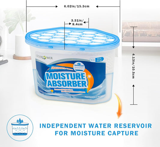 3-Pack Moisture Absorber, 9.8 oz (277g), Traps Moisture & Humidity, Portable Dehumidifier for Closets, Bathrooms, Toilets, Study Rooms, RVs, Basements