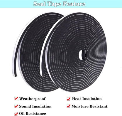 Thin Weather Stripping Foam Tape 2 Rolls (1/4 in x 1/8 in x 16.4 FT), Self Adhesive Door Seal Strip for Narrow Gaps, Window Insulation, Draft Stopper, Soundproof Foam Tape Total 32.8 FT