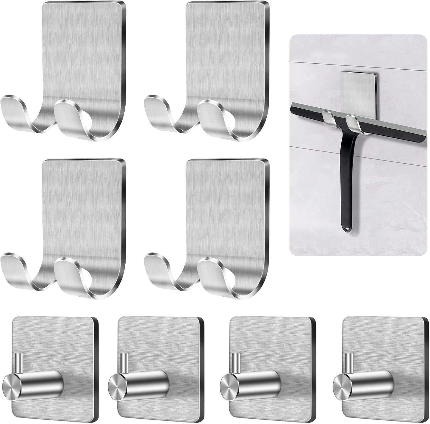 CGBE Shower Holders for Razors, 2 Pack Squeegee Holder and 2 Pack Razor Holder, Razors Holder for Shower Heavy Duty Waterproof Hook for Squeegee Loofah - Black