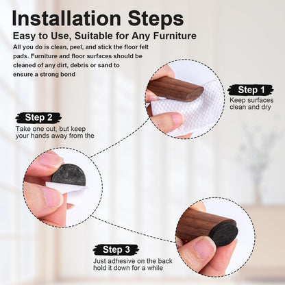 48 PCS Felt Furniture Pads, 1-inch Round Black Chair Felt Pads, Felt Pads for Furniture Feet to Protect The Floor from Scratches,Reduce Noise (Black)