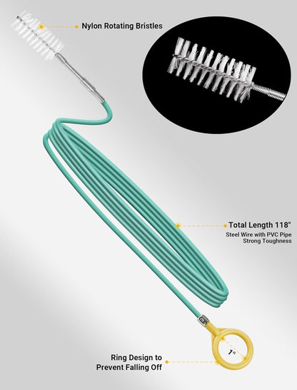 Upgraded Auto Sunroof Drain Cleaning Tool, 120 Inch Long Flexible Drain Brush Pipe Cleaners for Car, Slim Drain Dredging Tool Tube Cleaning Brush Perfect for Car Sunroof, Windshield Wiper Drain Hole