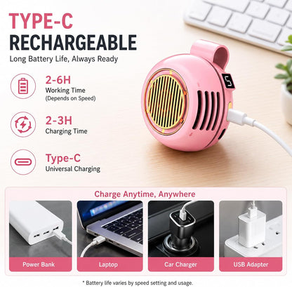 Portable Rechargeable Fan, Mini Rotating 360° Stylish Fan, Clip-On Bladeless Fan, Suitable For Home Use And Travel, As Well As A Daily Gift