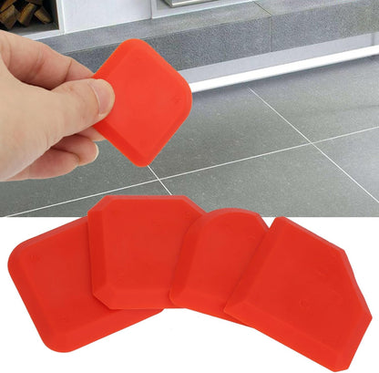 4 PCS Caulking Tool Kit, Silicone Tool, Caulk Smoothing Tool, for Kitchen Bathroom Floor Window Sealant Sealing Sink Joint, Red