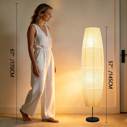 YY YEARCHY Floor Lamp Paper Lamp Japanese Standing Lamps with Rice Paper Shade for Bedroom Livingroom Slim