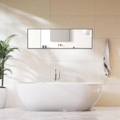 OLIXIS 64"x 21.5" Arched Mirror Full Length, Full Body Mirror with Stand, Hanging or Leaning for Wall, Floor Standing with Shatter-Proof Glass for Bedroom, Living Room, Long, Black