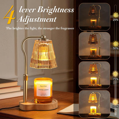 Candle Warmer Lamp with Timer & Dimmable Settings, Adjustable Height Flameless Scented Wax Melter for Jar Candles, Elegant Home Decor Warmer Lamp with 2 Bulbs, Gift for Women Mom Friend Family, Black