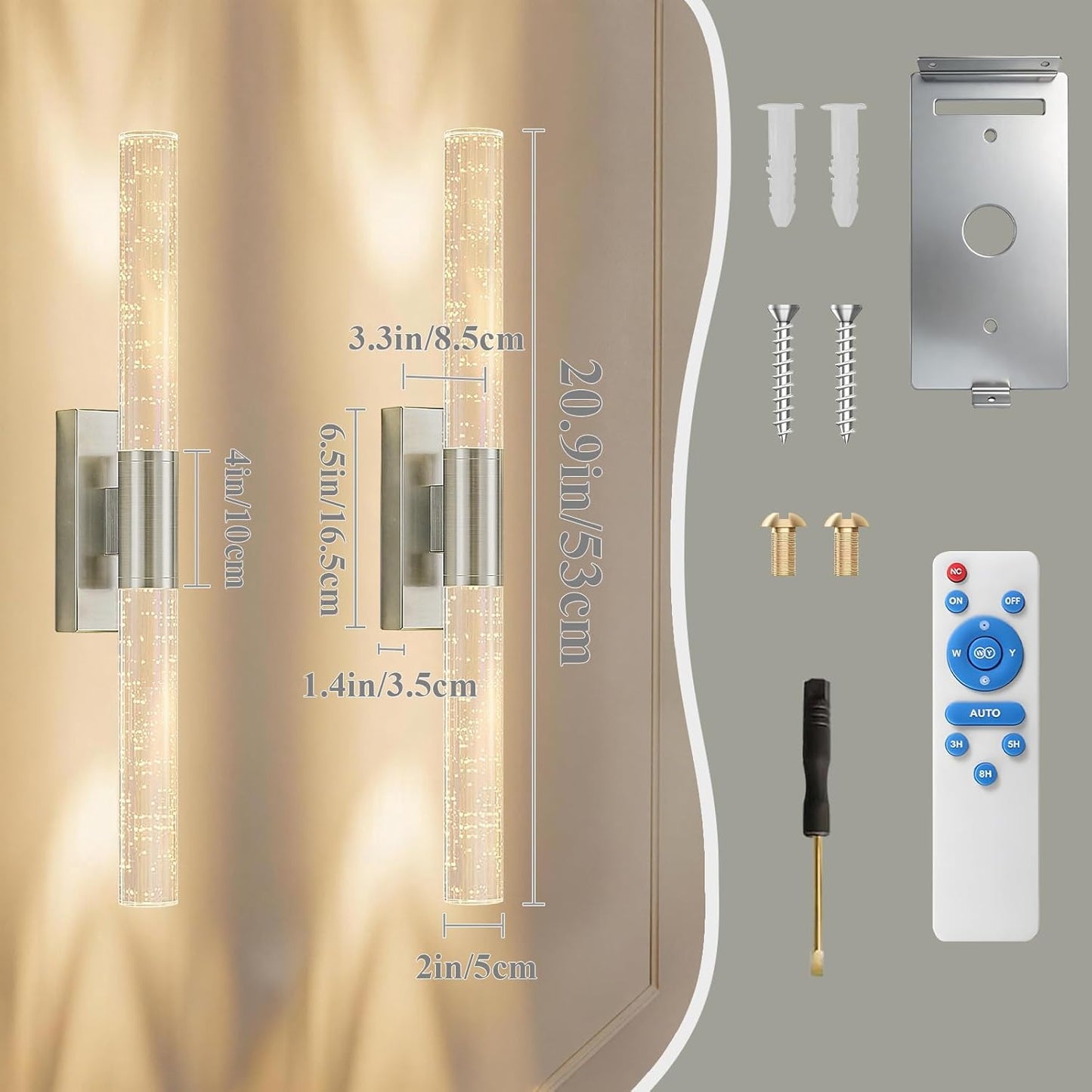 camuucci Battery Operated Wall Sconces Set of 2 Rechargeable Battery Powered Wall Light with 12000mAh Not Hardwired Dimmable Wall Lamp Fixtures for Bedroom Living Room Gold 15.3 Inches