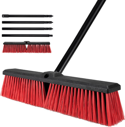 18" Push Broom for Outdoor - Heavy Duty Broom 63" Long Handle Outdoor Broom for Deck,Driveway,Garage,Yard,Deck,Patio,Warehouse,Concrete