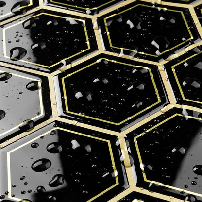 FunStick Dark Green Peel and Stick Backsplash Tile Stickers for Kitchen 12"x12" 3D Hexagon Self Adhesive Wall Tiles Peel and Stick Backsplash Stick on Tile for Bathroom Shower RV Waterproof 5 Sheets