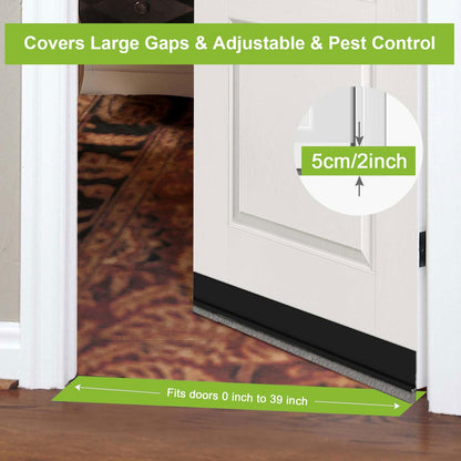 2 PCS Door Draft Stopper for Bottom with Brush, Self Adhesive Door Sweep for Exterior/Interior Doors, Bottom Seal Strip for Protection Against Bug, Dust, 2" W x 39" L, White