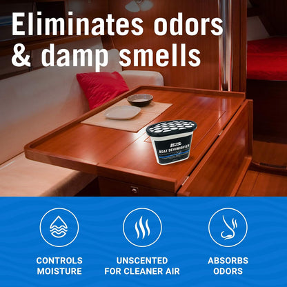 Moisture Absorber with Activated Charcoal Dehumidifier Bucket, Unscented Odor Absorber for Closet Basement Bathroom Boat RV, Disposable No Refill - Better Boat
