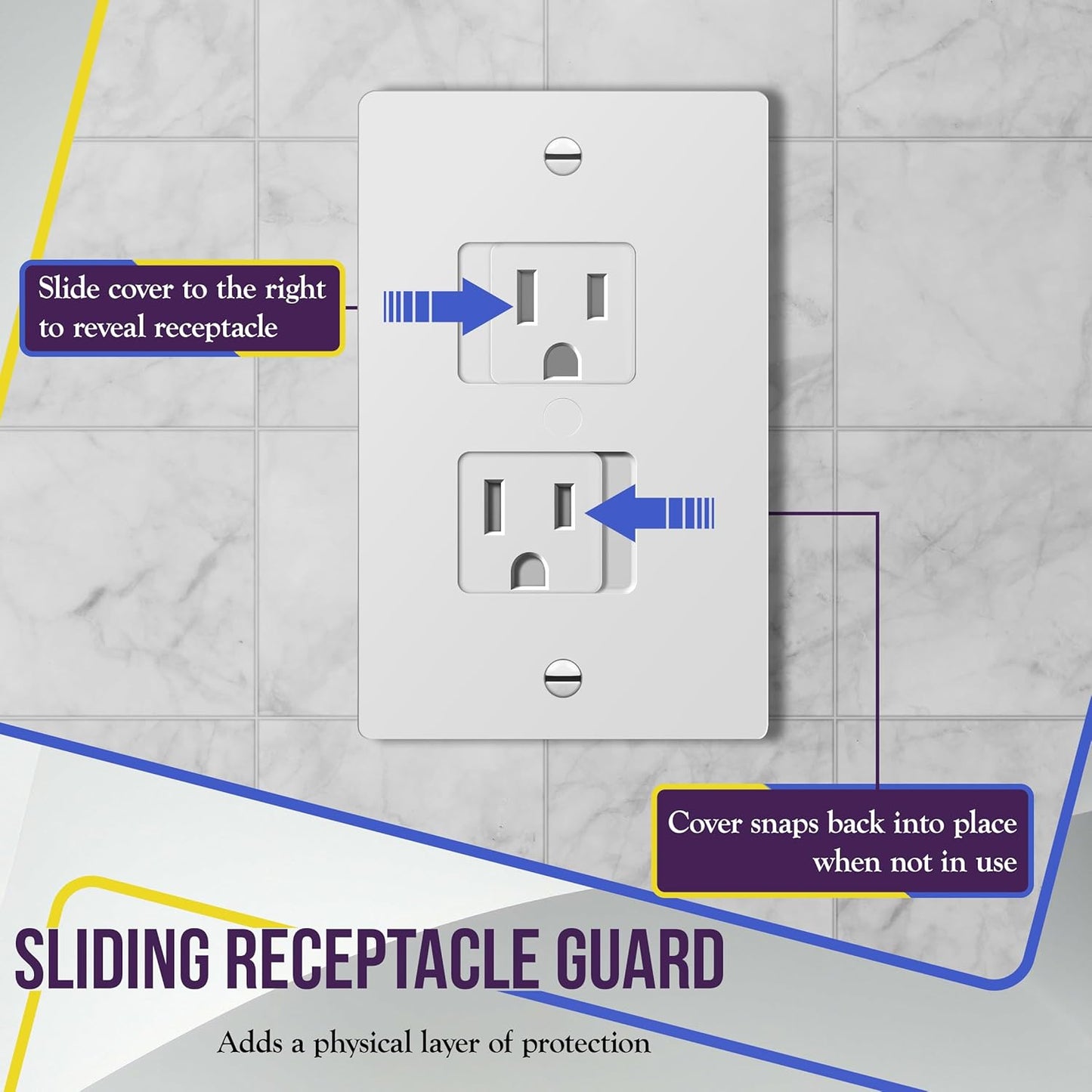 ENERLITES Child Proof Outlet Cover, Self-Closing, Fits Both Duplex and Decorator Outlet, Safety Design, Tamper-Resistant Socket Plug for Receptacle, Size 4.68" x 2.93", 8800-TR, White 6 Pack