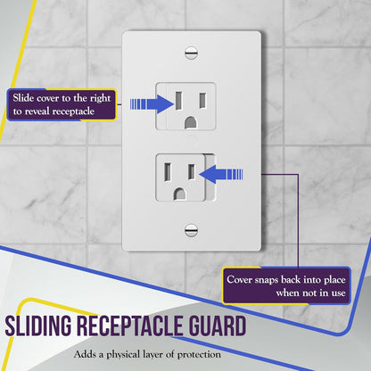 ENERLITES Child Proof Outlet Cover, Self-Closing, Fits Both Duplex and Decorator Outlet, Safety Design, Tamper-Resistant Socket Plug for Receptacle, Size 4.68" x 2.93", 8800-TR, White 6 Pack