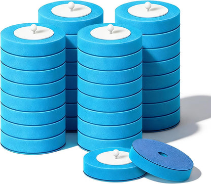 SOPAMI 32pcs Disposable Toilet Brush Refills,3-Layer Pre-Loaded Rich Foam | Toilet Bowl Wand Refills Pre-Loaded with Cleaner Toilet and Bathroom Cleaning Supplies Sponge Replacement (Blue)