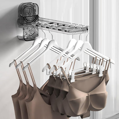 Laundry Drying Rack Wall Mount Clip On Clothes Dryer Bar, 6 Holes, | Clothes Drying Rack for Outdoor Camping, Hotel, Student Apartments, Travel, Hotel Stays, Business Trips, Household