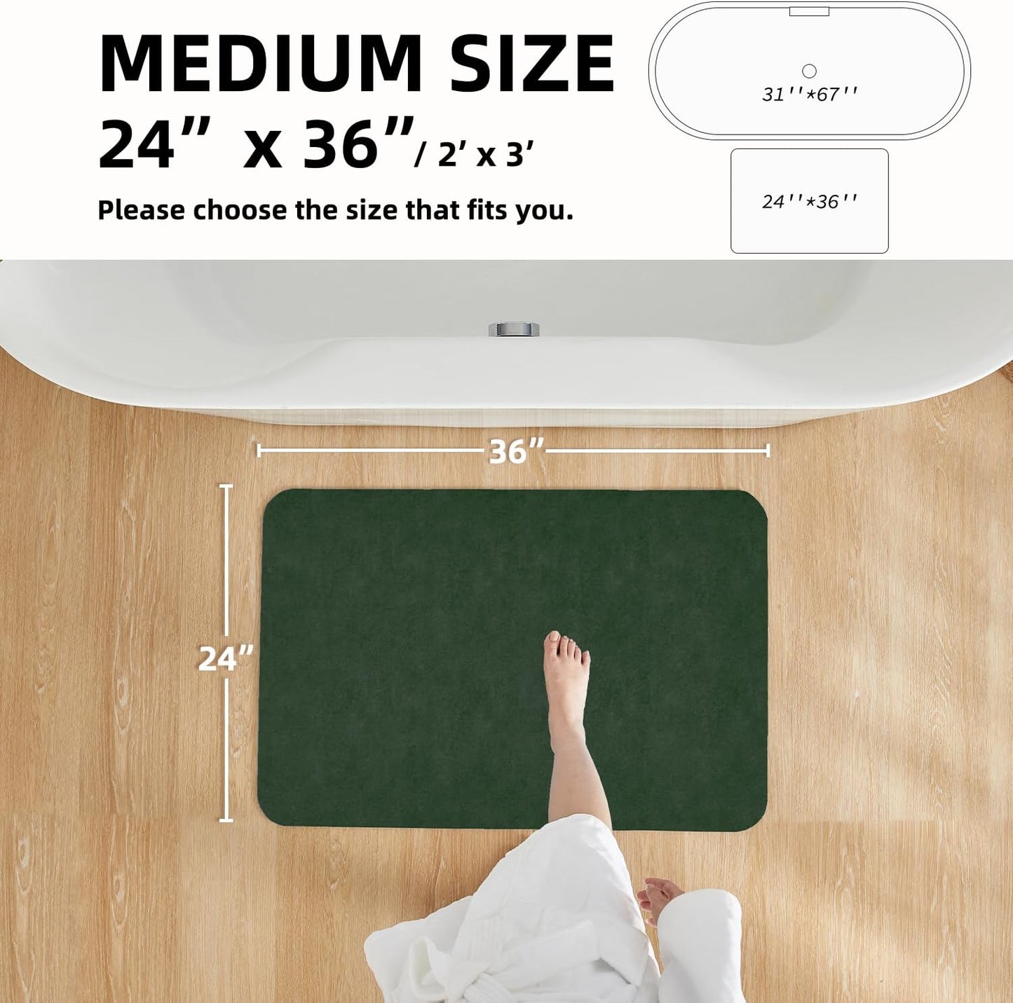TYUU Bath Mat, Bathroom Rugs Non Slip Washable Thin Absorbent Quick Dry Bath Mat Fits Under Door Bathroom Floor Mat Perfect for Bath, Shower, or Sink 16"x24" Dark Grey