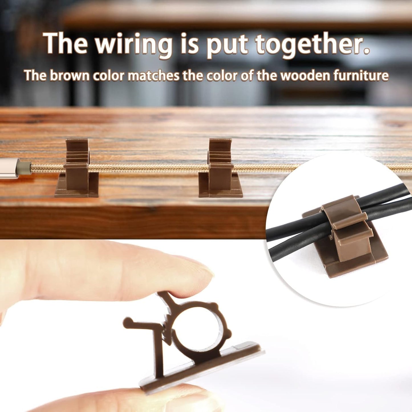 50 Brown Clips Viaky Self Adhesive Backed Nylon Wire Adjustable Cable Clips Adhesive Cable Management Drop Wire Holder