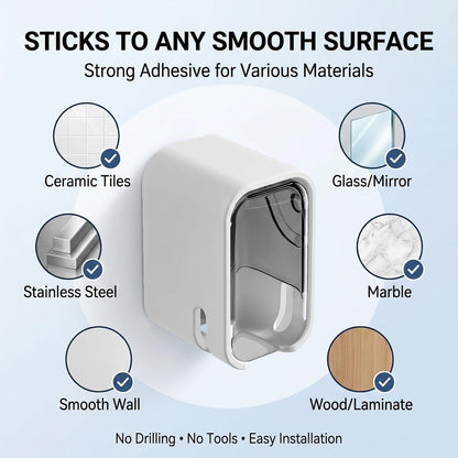 2-in-1 Toothbrush Covers Caps with Adhesive Holder, Portable Electric Toothbrush Head Protector, Wall Mount Toothbrush Organizer for Bathroom & Travel