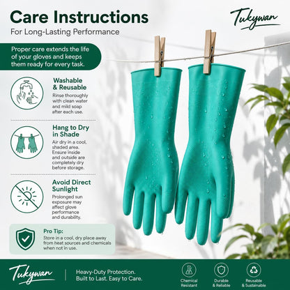 15 Mil Chemical Resistant Nitrile Gloves, Latex free Durable Cleaning Gloves, Resist Acid, Alkali, Solvent and Oil