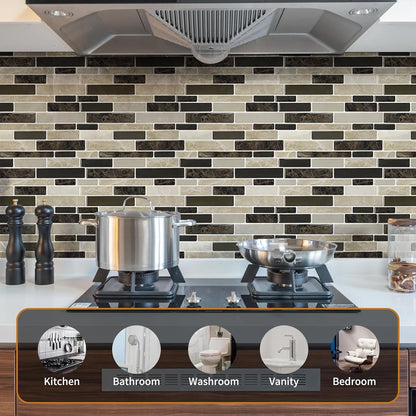 WOWSTAR 10-Sheet Peel and Stick Backsplash Tile for Kitchen Wall, Back Splash Stick On Tiles for Kitchen (12"x 12", Gray)