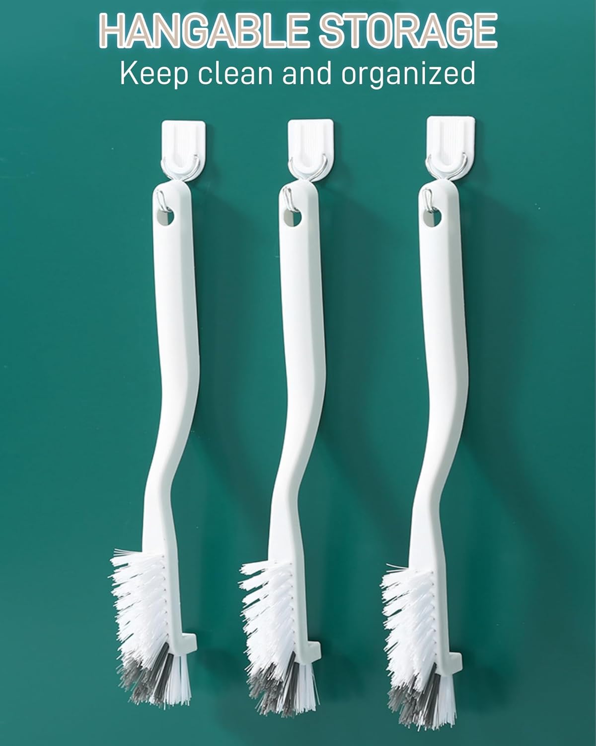 3 PCS Crevice Scrub Brush, Angle Cleaning Brushes for Kitchen Stiff Bristle Brushes for Sink/Tile/Shower/Corners/Crevice