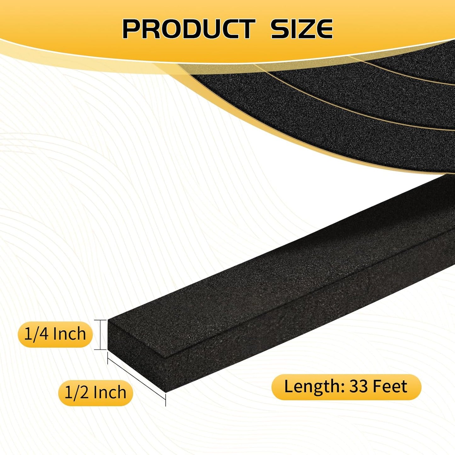 26Ft Weather Stripping Door Seal - 1/2" x 1/4" Door Seal Strip for Door Frame, High Density Foam Insulation Tape, Self Adhesive, Soundproof Gap Filler for Doors, Windows, Sliding & AC Units, White