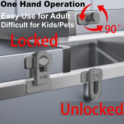 RV Camper Refrigerator Lock, 180° Swivel 90 Degree Adhesive Childproof Fridge Latch for Cabinet No Drill, Baby Proofing Freezer Oven Drawer, Renter Friendly Safety Lock for Toddler Cat 2PCS