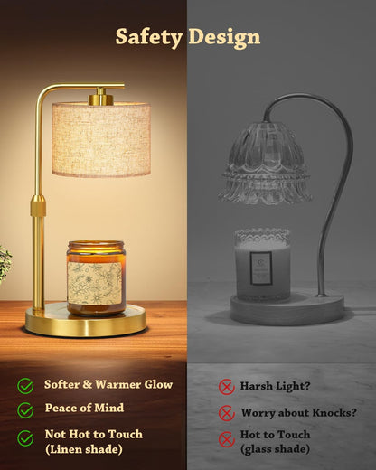 Candle Warmer Lamp with Timer Dimmer, Height Adjustable Modern Farmhouse Candle Warmer, Electric Candle Lamp Warmer with 2 Bulbs, Birthday Gifts for Women Mom, Gift for Home Decor