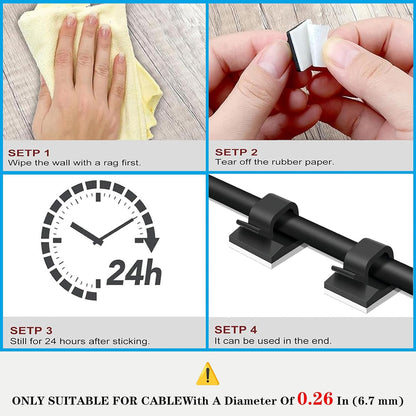 Cable Clips，50PCS Electrical Cord Management Adhesive Cable Wire Clip Wire Clips wall，Used for Cars, Offices, and Homes Cable Clips Cord Organizer (Transparent)