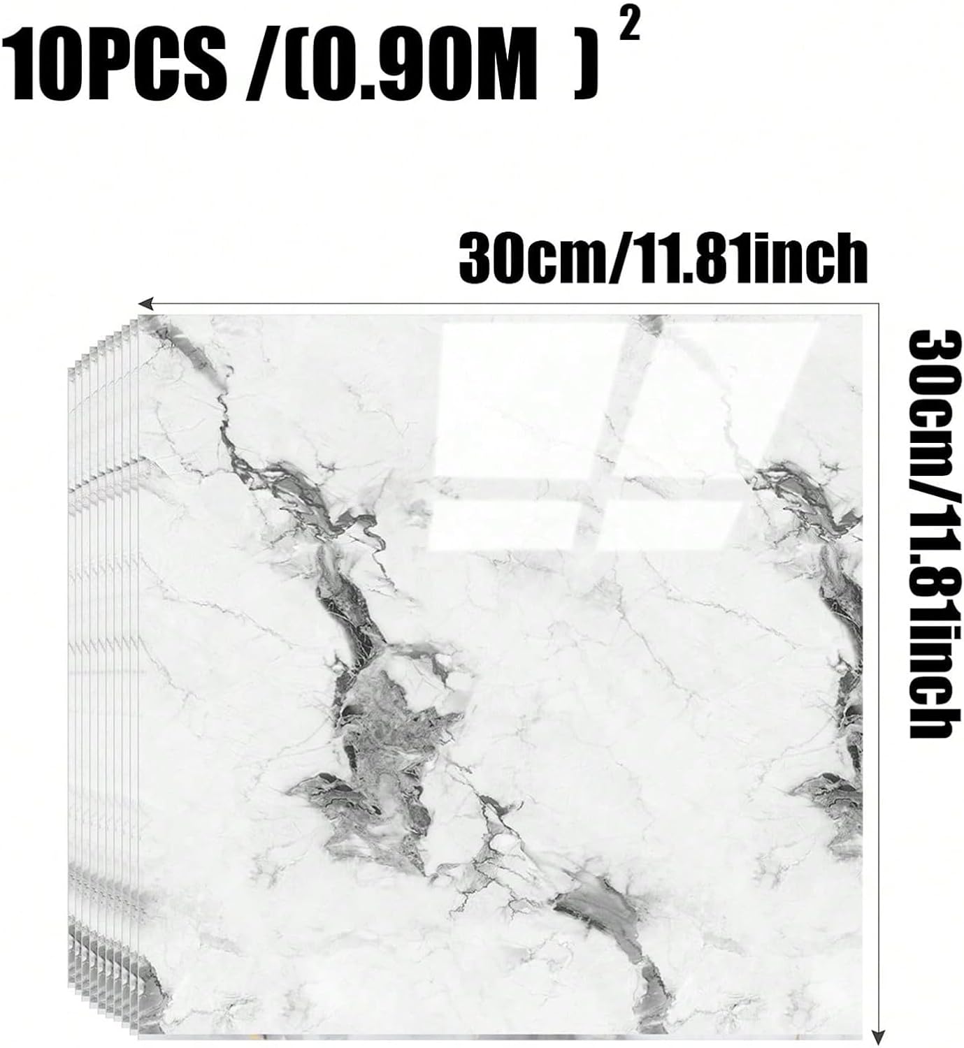 Chejiaye 10pcs Marble Peel and Stick Backsplash Waterproof Washroom Wall Panels, Peel and Stick Tile, PVC Foam Wall Panels for Kitchen,Bathroom,Living Room,Blue and Gold(Not Real Tile,11.8" x 11.8")