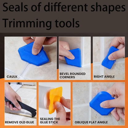 15-Piece Professional Sealant Finishing Kit: 3-in-1 Silicone Caulking Tool Set with Caulk Remover for Kitchen, Bathroom, Window, Door Gap Filling - Includes Scrapers, Nozzles & Corner Tools