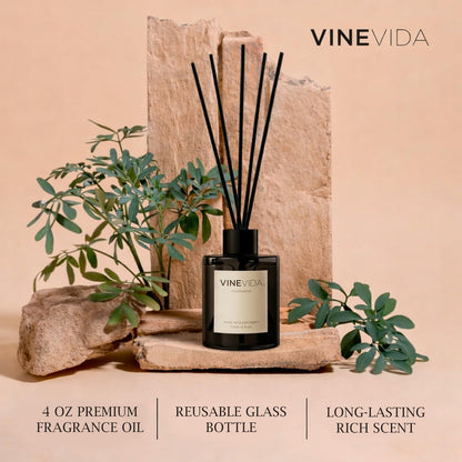 VINEVIDA | White Tea & Sage | Reed Diffuser for Home & Bathroom | Long-Lasting Scent Sticks Set | Oil Stick Diffuser | Bathroom Scent