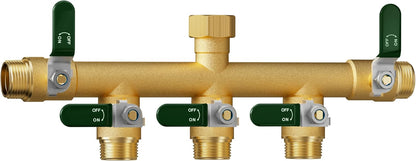 EBH Garden Hose Splitter 2 Way, Heavy Duty Solid Brass Hose Splitter with Shutoff Valves, Water Spigot Splitter With 304 Stainless Steel Handle, Full Flow Outdoor Faucet Splitter, 3/4" GHT Thread