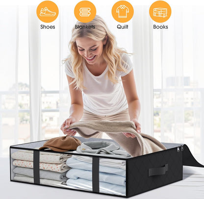 StorageRight Under Bed Storage Bags 3 Pack, 40L Large Clothes & Comforter Storage Containers with Clear Window, Breathable Fabric Organizer for Blankets, Bedding, Seasonal Clothing