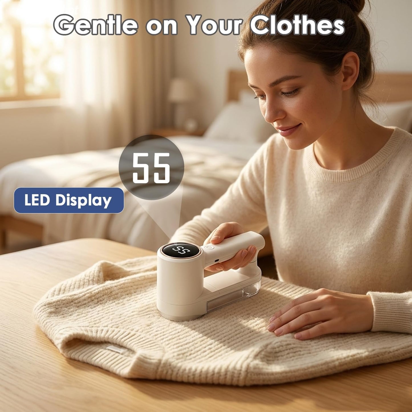 Fabric Shaver Rechargeable, 3-Speed Lint Shaver, Lint Remover Shaver with 6-Leaf Blades & LED Display, Sweater Shavers to Remove Pilling, Pilling Remover for Clothes, Furniture, Blanket, Couch