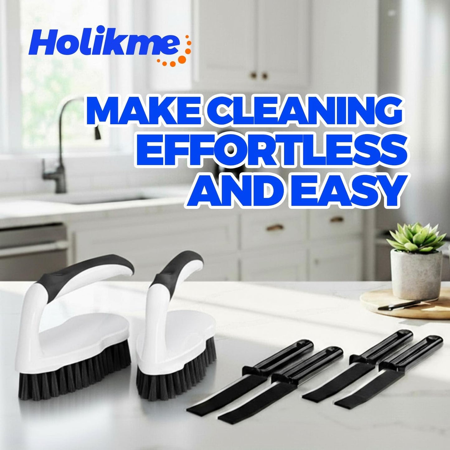Scrub Brush - 6 Pack, Scrub Brushes for Cleaning, Heavy-Duty Scrub Brush, Stiff Bristles Cleaning Brush, for Kitchen, Bathtub, Floor and Wall Surfaces, Grey