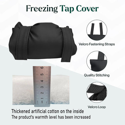 2Pcs Outdoor Faucet Covers for Winter Freeze Protection-Black PU Material | 10.2" H x 7.1" W,Outside Garden Faucet Socks for Winter Waterproof Freeze Miser,Reusable Hose Bibs Insulated Spigot Cover