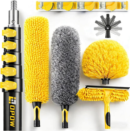 20 Foot High Ceiling Duster Kits with 5-12ft Heavy Duty Extension Pole, High Reach Duster for Cleaning,Microfiber Feather Duster,Cobweb Duster,Ceiling Fan Duster,Window Squeegee & Cleaner