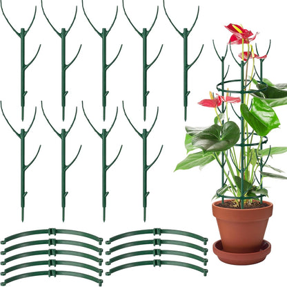 18 Pcs Plant Support Stakes & Plant Cage Support Rings, Plant Supports for Indoor Plants, Stackable Plant Holder Stick, Small Plants Potted Plants Flower Other Climbing Plants (6.4 "Wide X 11" High)