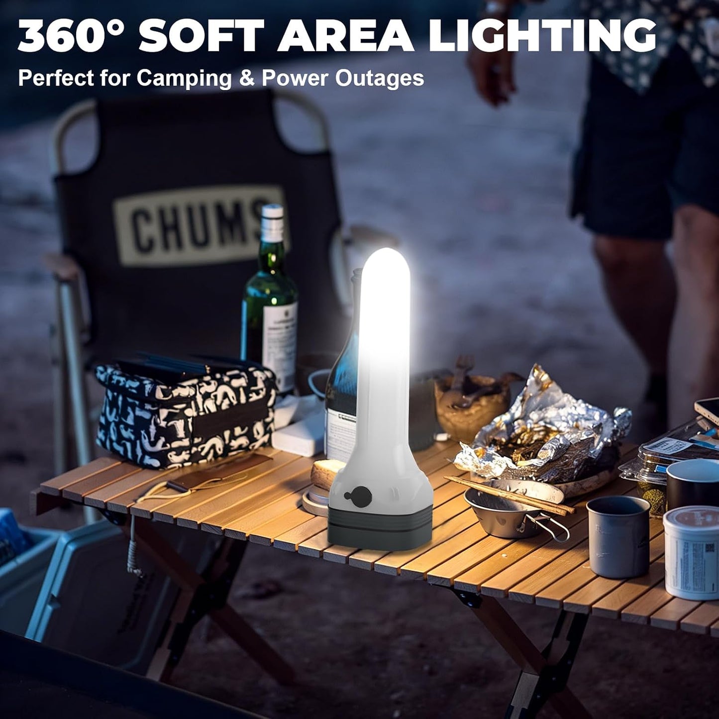 Flashlight Lantern Combo Rechargeable, 2-in-1 LED Flashlight with 360° Camping Lantern & Emergency Strobe, Compact Light for Camping, Power Outage, Car