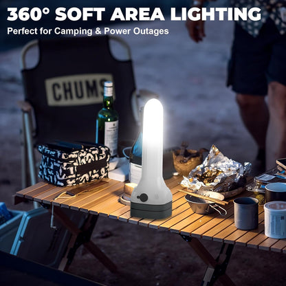 Flashlight Lantern Combo Rechargeable, 2-in-1 LED Flashlight with 360° Camping Lantern & Emergency Strobe, Compact Light for Camping, Power Outage, Car