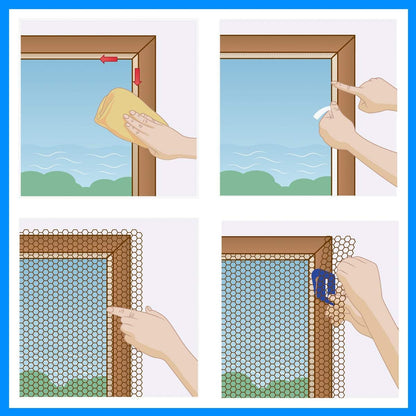 DIY Window Screen Curtain, 2 Packs of Mesh Netting 51 * 61 inches with [Upgrade] Self-Adhesive Hook Tapes & Cutter, Suitable for Multiple Windows, White (Set of 2)