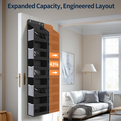 Yecaye 5-Tier Over The Door Organizer Dual-Column, 80lbs Load Over The Door Storage of 10 Compartments, Heavy Duty Door Organizer Hanging for Bedroom Closet Dorm Bathroom Pantry, Grey 1 Pack