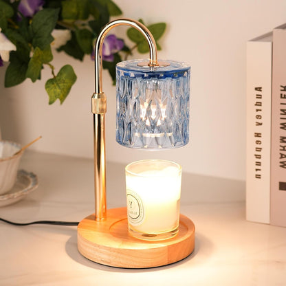 Candle Warmer Lamp with Timer and Dimmable, Electric Wax Melt Candle Warmers Height Adjustable with 2 Bulbs, Birthday Gifts for Women House Warming, Home Decor for Scented Jar Candles(Clear)