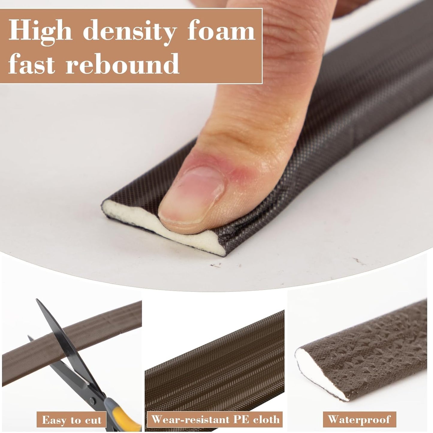 16.4 Ft Weather Stripping Door Seal Strip,Self-Adhesive Foam Weather Strip for Window Door Insulation,Soundproofing Weatherstripping for Windows Gap Filler,Wedge Window Sealer Tape for Winter,Black