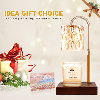Candle Warmer Lamp with Timer & Dimmer, Candle Warmer Height Adjustable, Fits All Jar Scented Candles, Candle Lamp with 3 Bulbs, Charming Gift Box with Ribbon for Gifting