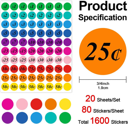 Misofuki 16 Rolls 960 Pcs 1"x4.5" Color Coded Moving Labels Stickers for Boxes with 4 Bedroom Labels - Can Stick on Furniture Directly, NOT Recommended for Rough Surfaces, Such as Carton